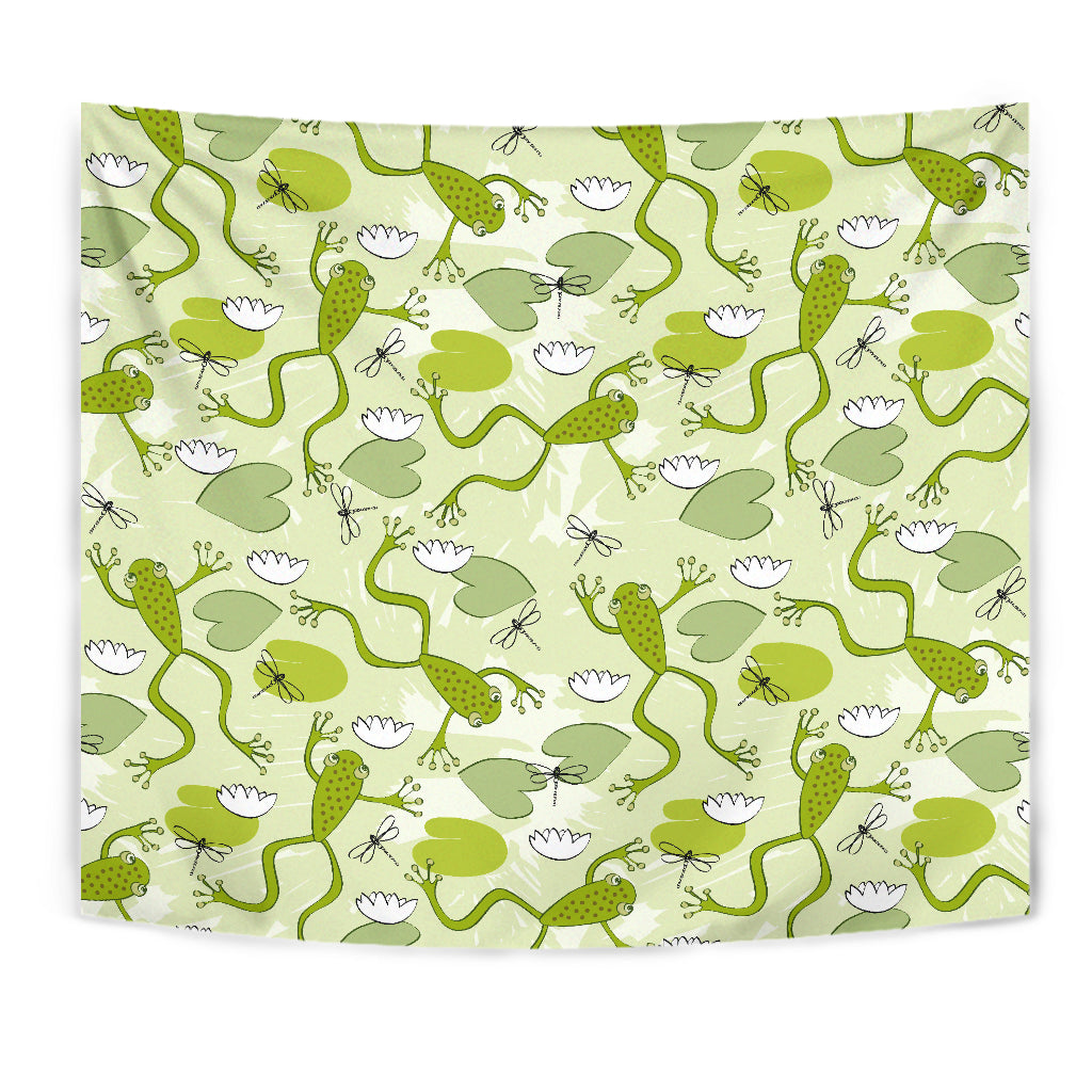Cute Frog Dragonfly Pattern Wall Tapestry