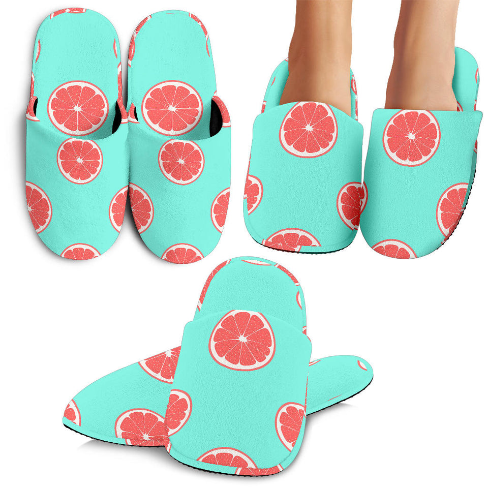 Grapefruit Green Background Slippers