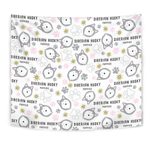 Siberian Husky Design Pattern Wall Tapestry
