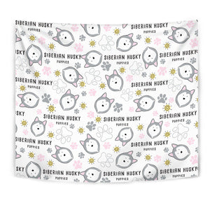 Siberian Husky Design Pattern Wall Tapestry