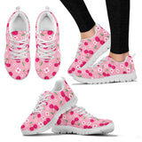 Cherry Flower Pattern Pink Background Women'S Sneaker Shoes