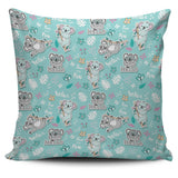 Cute Koalas Blue Background Pattern Pillow Cover