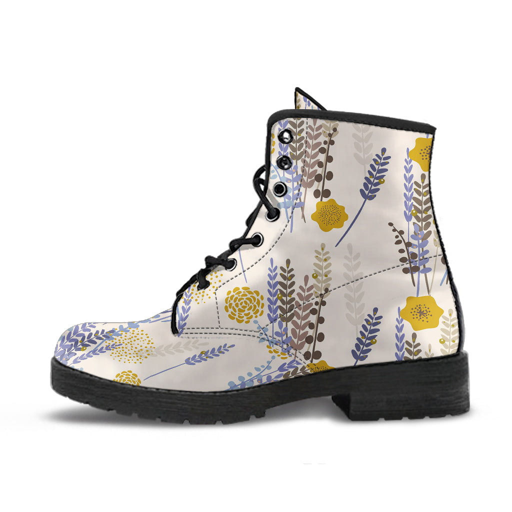 Lavender Modern Pattern Blackground Leather Boots