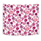Pink Sketch Tulip Pattern Wall Tapestry