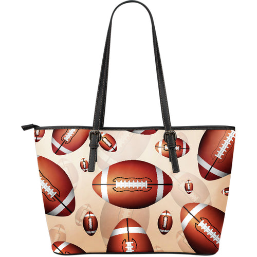 American Football Ball Design Pattern Large Leather Tote Bag