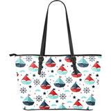 Cute Color Paper Sailboat Pattern Large Leather Tote Bag