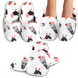 Cool Rooster Chicken Cock Floral Ornament Background Slippers