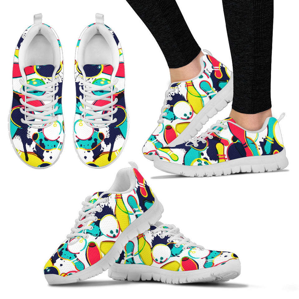 Watercolor Bowling Ball Pins Women'S Sneaker Shoes