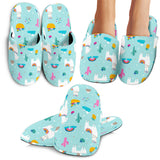 Llama Alpaca Cactus Leaves Pattern Slippers