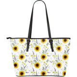 Beautiful Sunflowers Pattern Large Leather Tote Bag