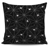 Spider Web Design Pattern Black Background White Cobweb Pillow Cover