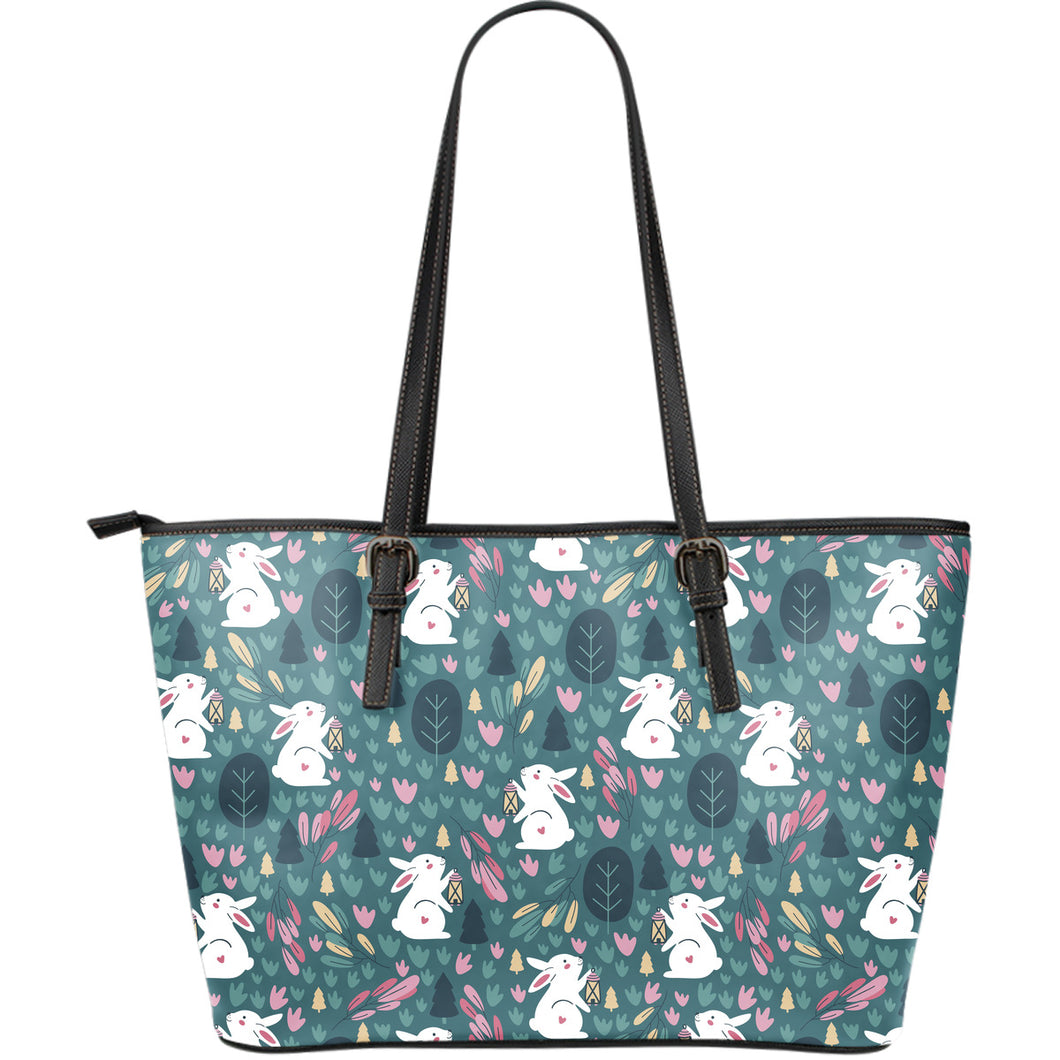 Cute Rabbit Pattern Large Leather Tote Bag