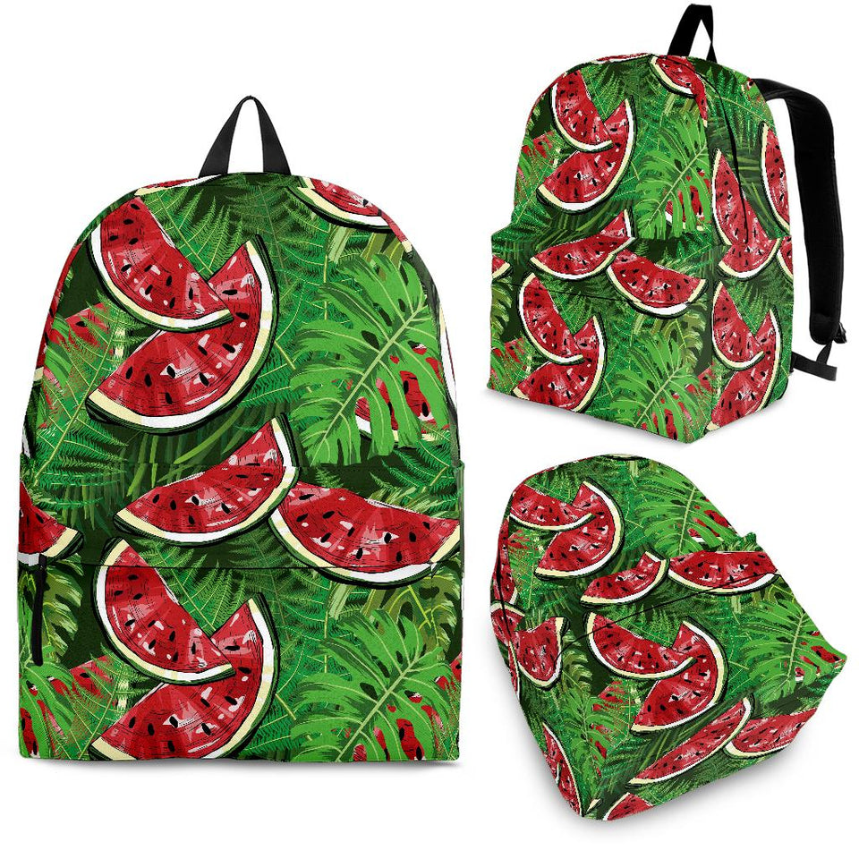 Watermelons Tropical Palm Leaves Pattern Background Backpack