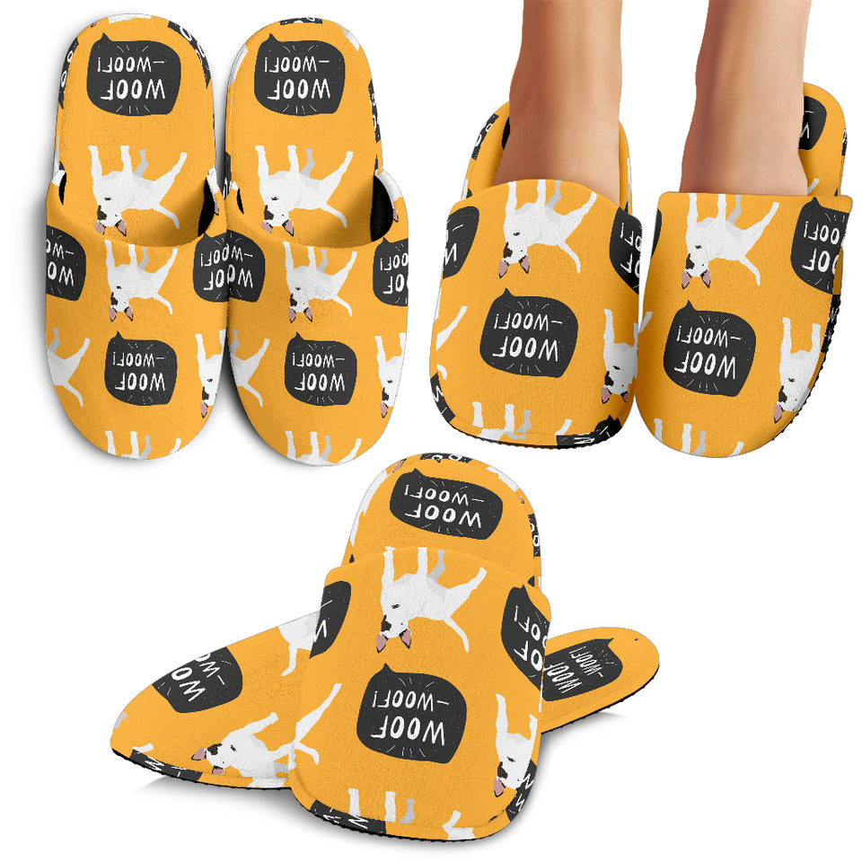 Bull Terrier Pattern Print Design 03 Slippers