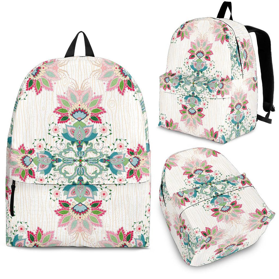 Square Floral Indian Flower Pattern Backpack