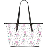 Cute Poodle Dog Star Pattern Large Leather Tote Bag