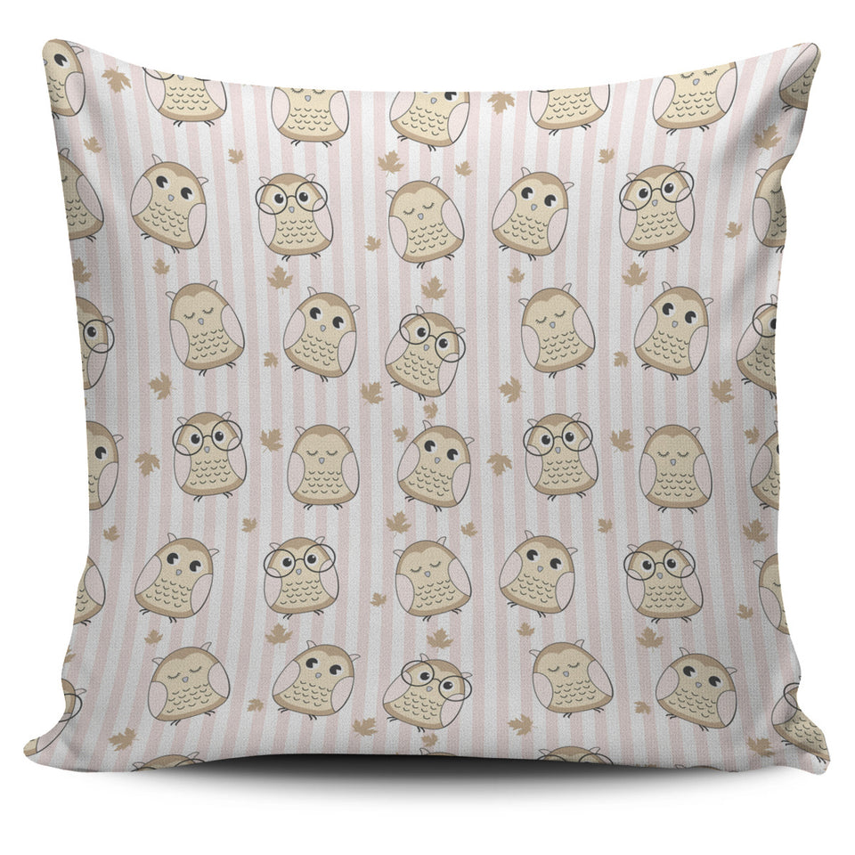 Cute Owl Leaf Pillow Cover