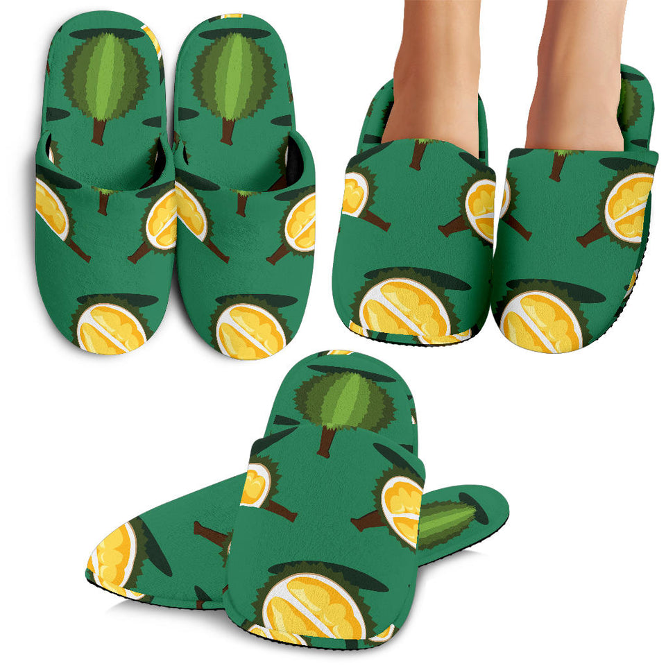 Durian Pattern Green Background Slippers