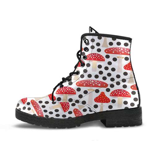 Red Mushroom Dot Pattern Leather Boots