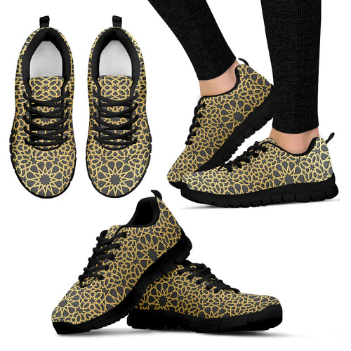 Arabic Star Gold Pattern Women'S Sneaker Shoes