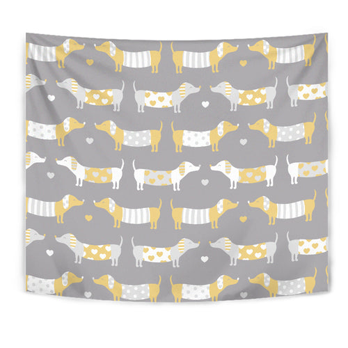 Cute Dachshund Dog Pattern Wall Tapestry
