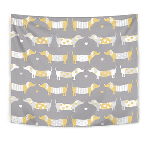 Cute Dachshund Dog Pattern Wall Tapestry