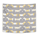 Cute Dachshund Dog Pattern Wall Tapestry