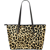 Leopard Print Design Pattern Large Leather Tote Bag