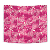 Beautiful Dragonfly Pink Background Wall Tapestry