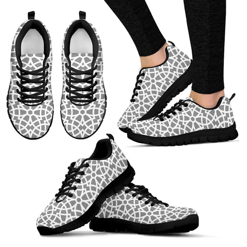 Arabic Gray Pattern Women'S Sneaker Shoes
