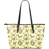 Windmill Wheat Pattern Large Leather Tote Bag