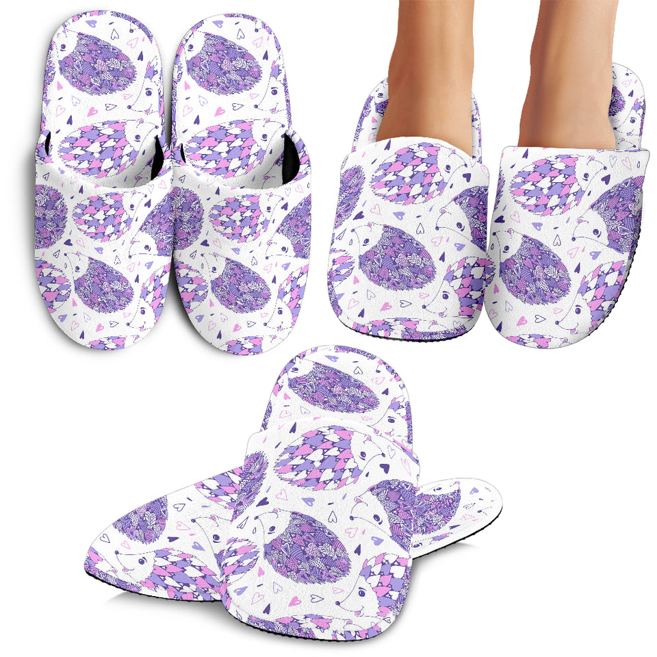 Hedgehog Pattern Print Design 05 Slippers