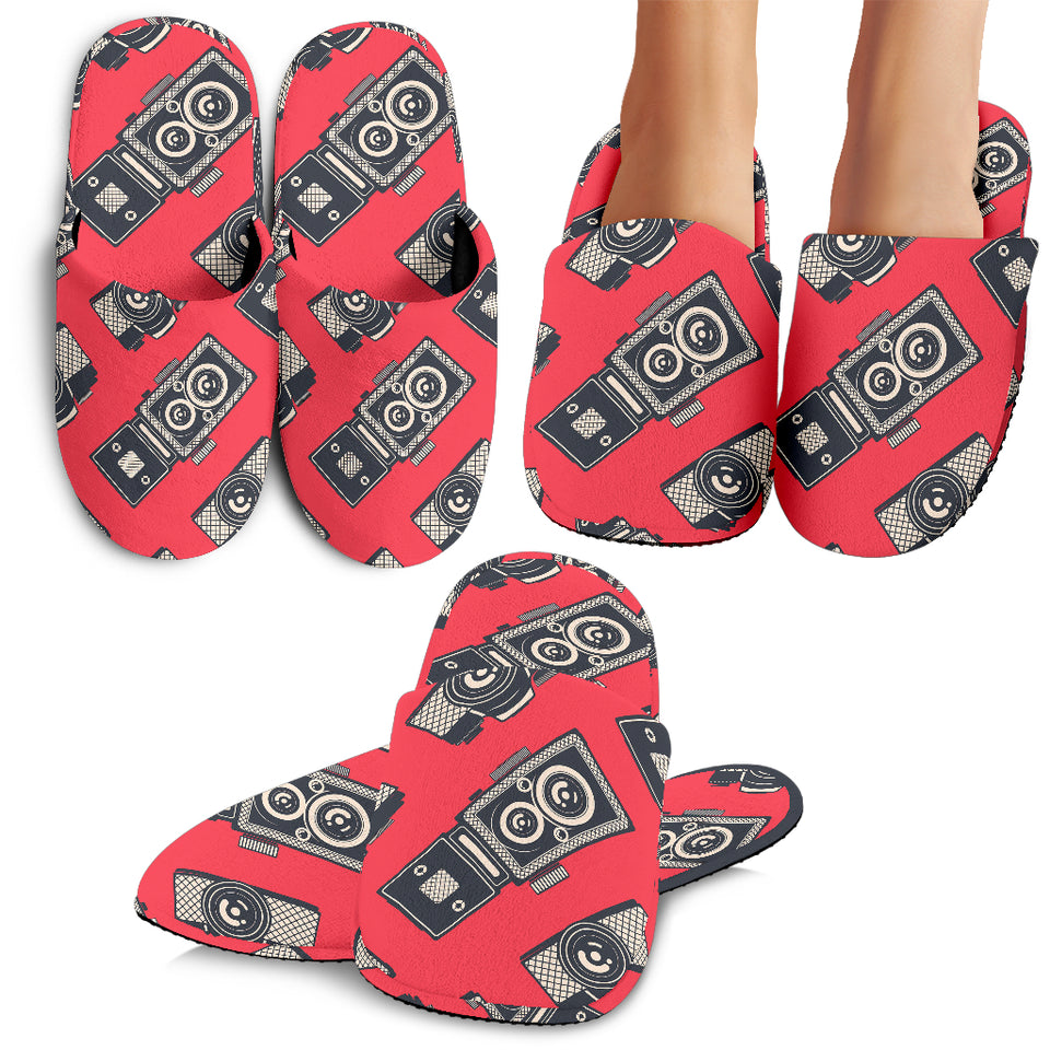 Camera Pattern Print Design 05 Slippers