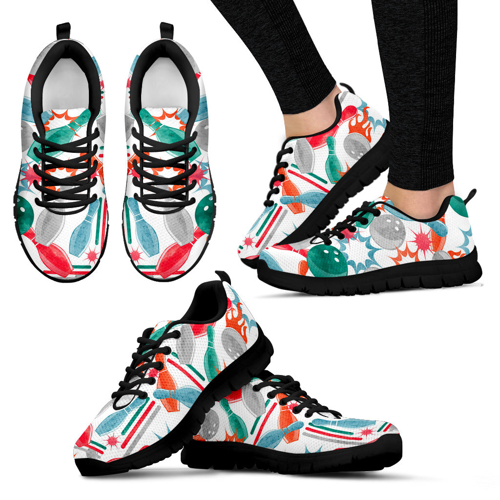 Watercolor Bowling Pattern Women'S Sneaker Shoes