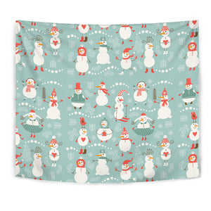 Cute Snowman Pattern Wall Tapestry