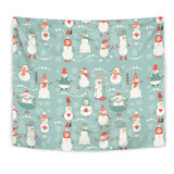 Cute Snowman Pattern Wall Tapestry