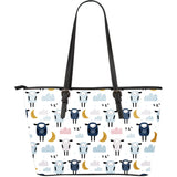 Cute Sleeping Sheep Moon Cloud Pattern Large Leather Tote Bag
