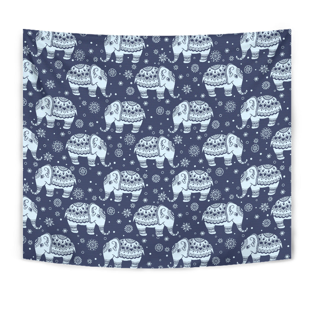 Elephant Tribal Design Pattern Wall Tapestry