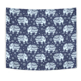 Elephant Tribal Design Pattern Wall Tapestry