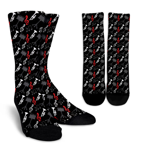 Trumpet & Clefs Music Crew Socks