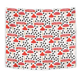 Red Mushroom Dot Pattern Wall Tapestry