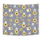 Cute Hamster Sunflower Pattern Background Wall Tapestry