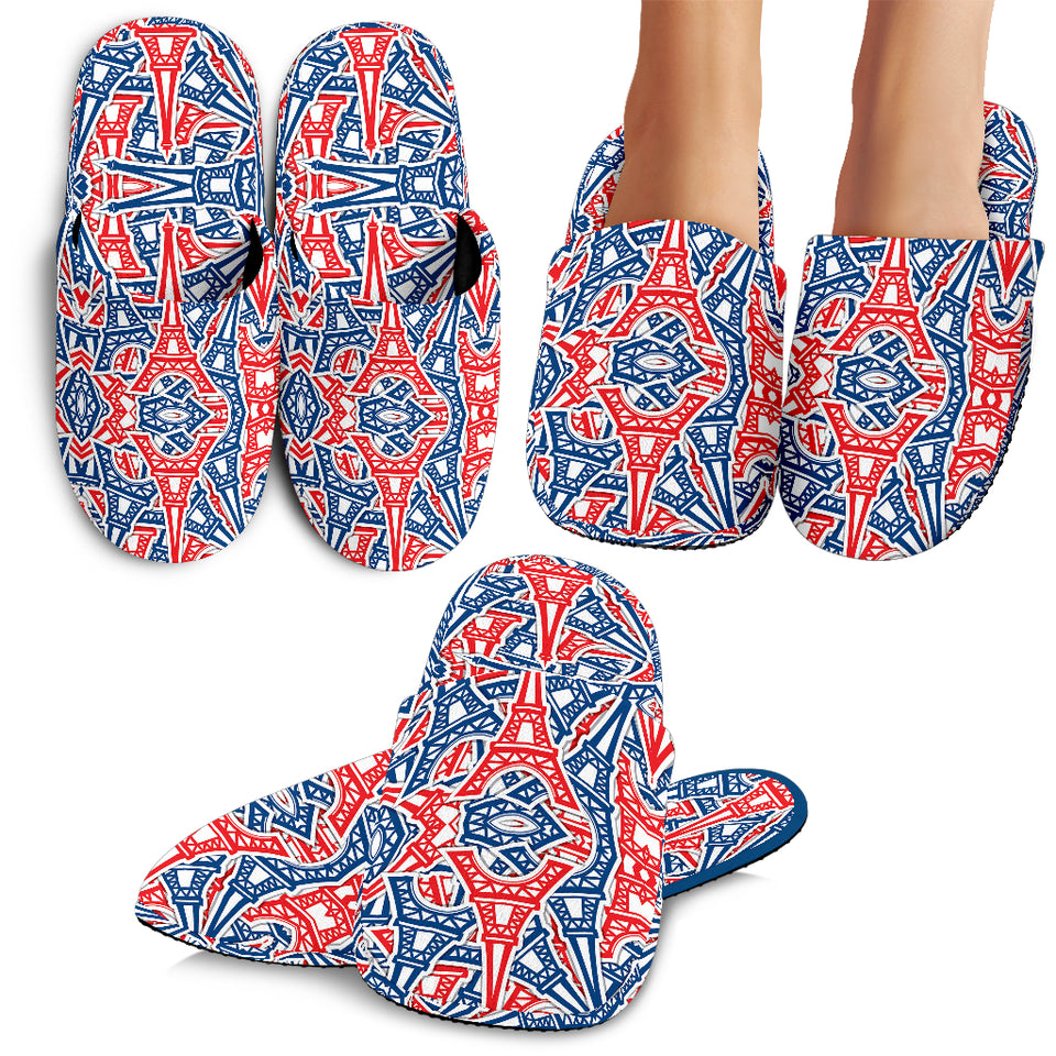 Eiffel Tower Pattern Print Design 02 Slippers