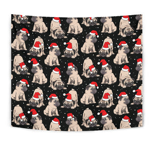 Christmas Pugs Santa_S Red Cap Pattern Wall Tapestry