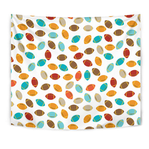 Colorful American Football Ball Pattern Wall Tapestry