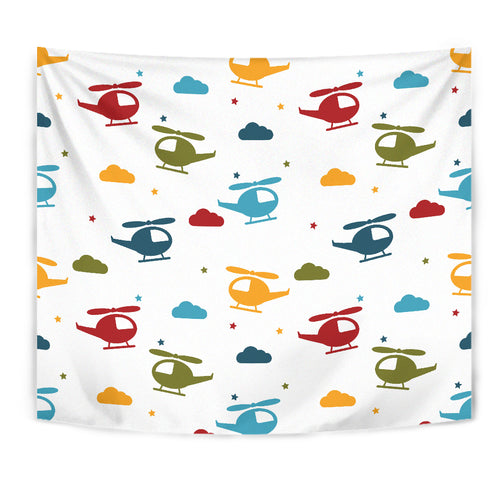 Colorful Helicopter Pattern Wall Tapestry