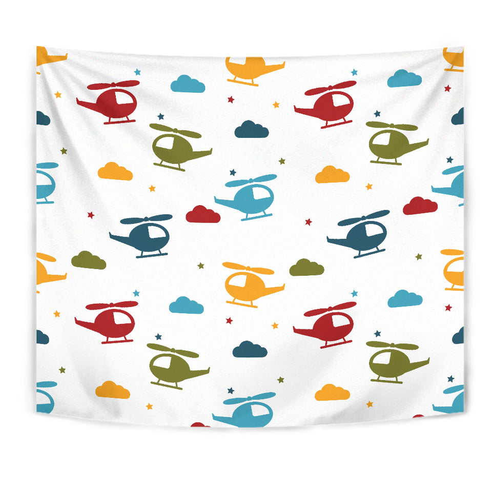 Colorful Helicopter Pattern Wall Tapestry