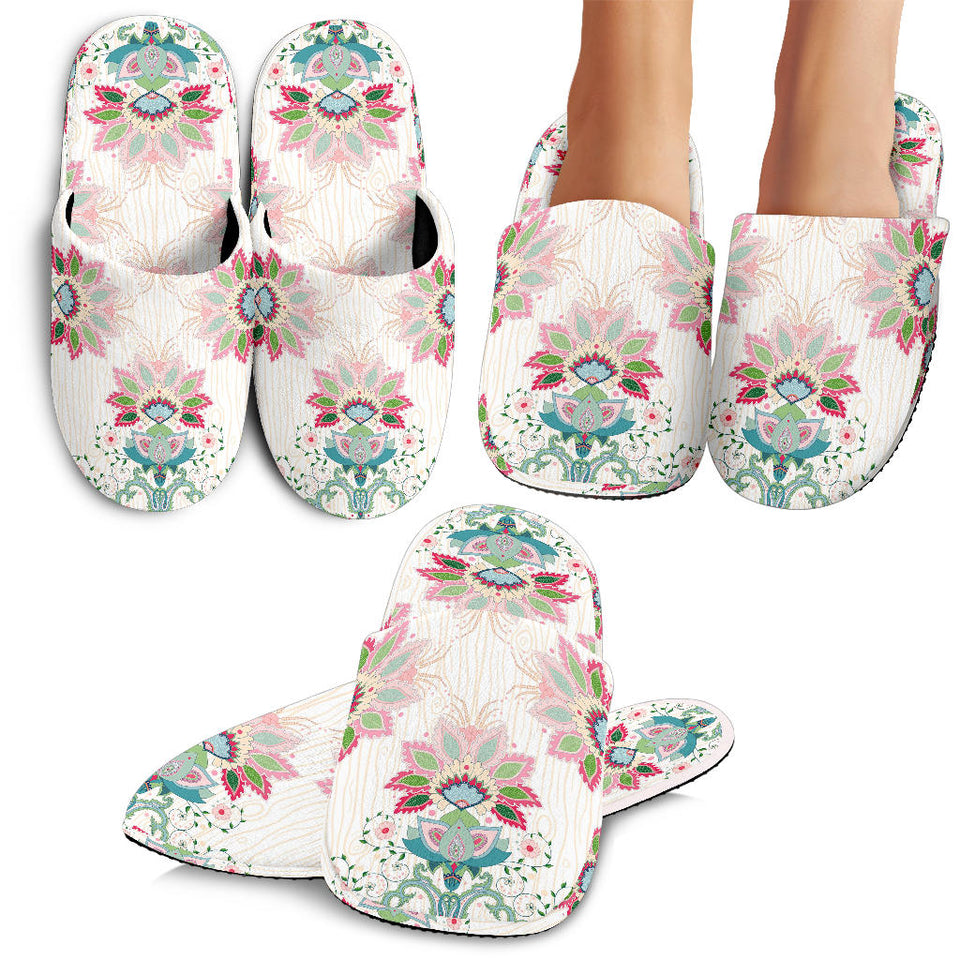 Square Floral Indian Flower Pattern Slippers