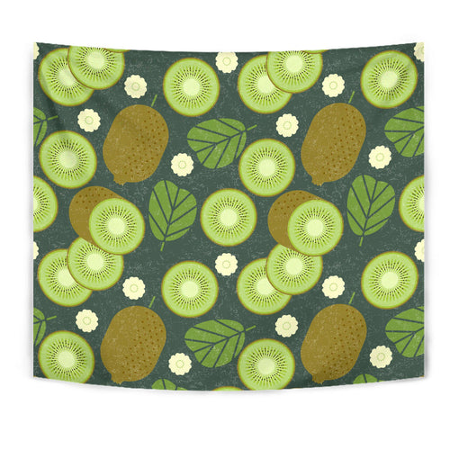 Whole Sliced Kiwi Leave And Flower Wall Tapestry