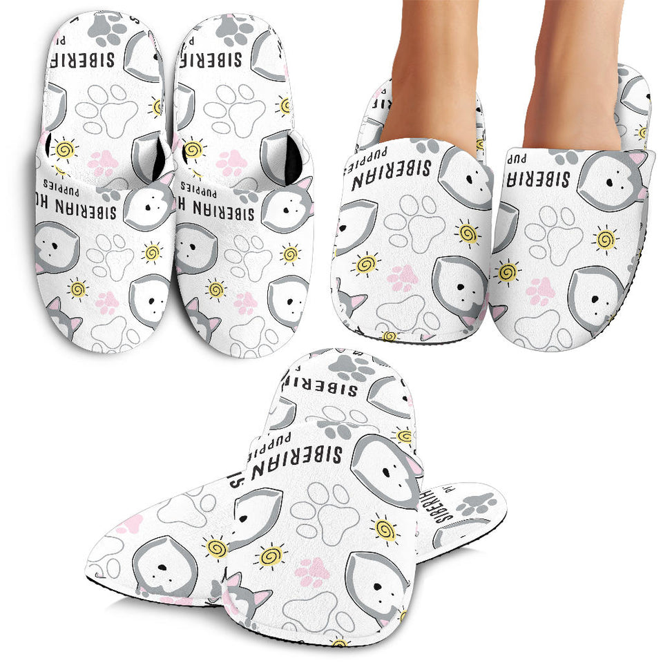 Siberian Husky Design Pattern Slippers